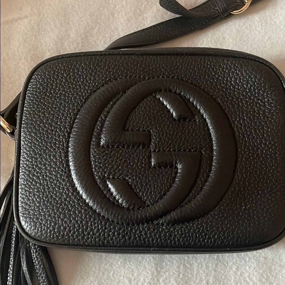 GG Disco Black Leather Crossbody Bag